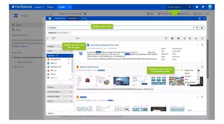 In Confluence integrierte Suche